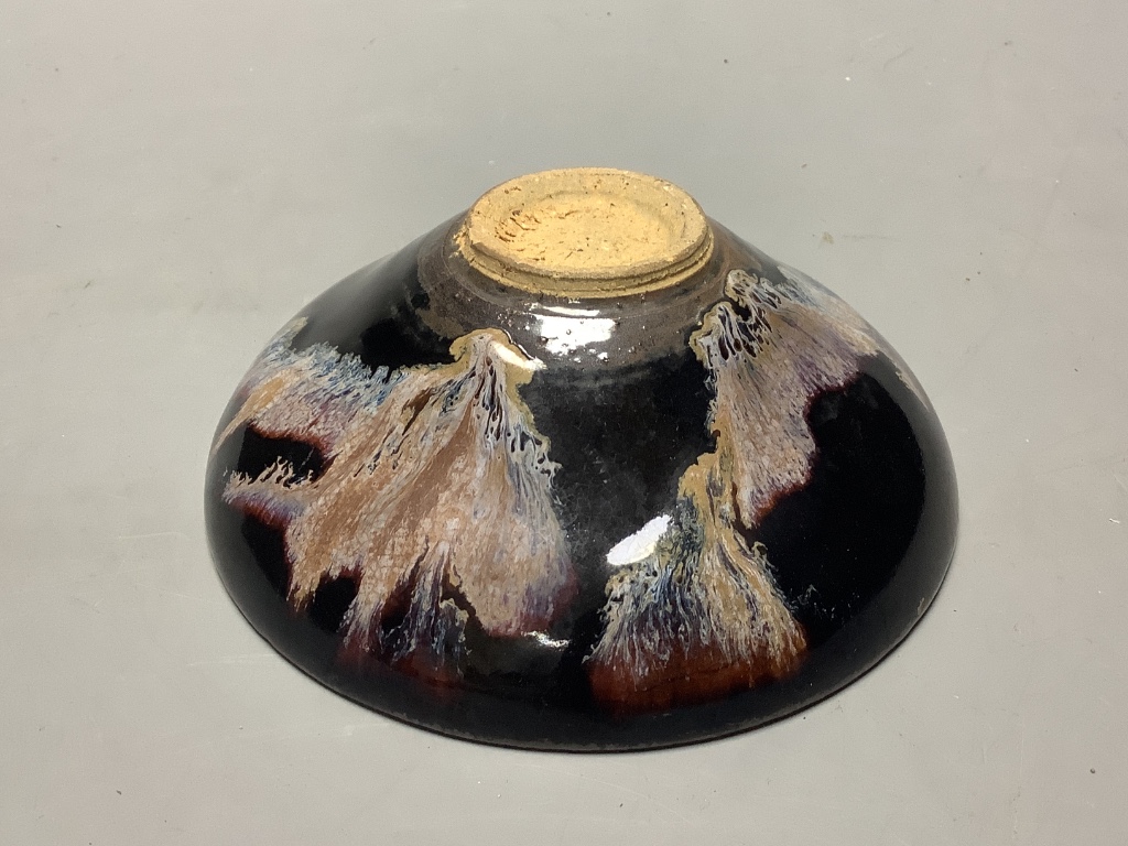 A Chinese blackware splashed bowl, 12cm